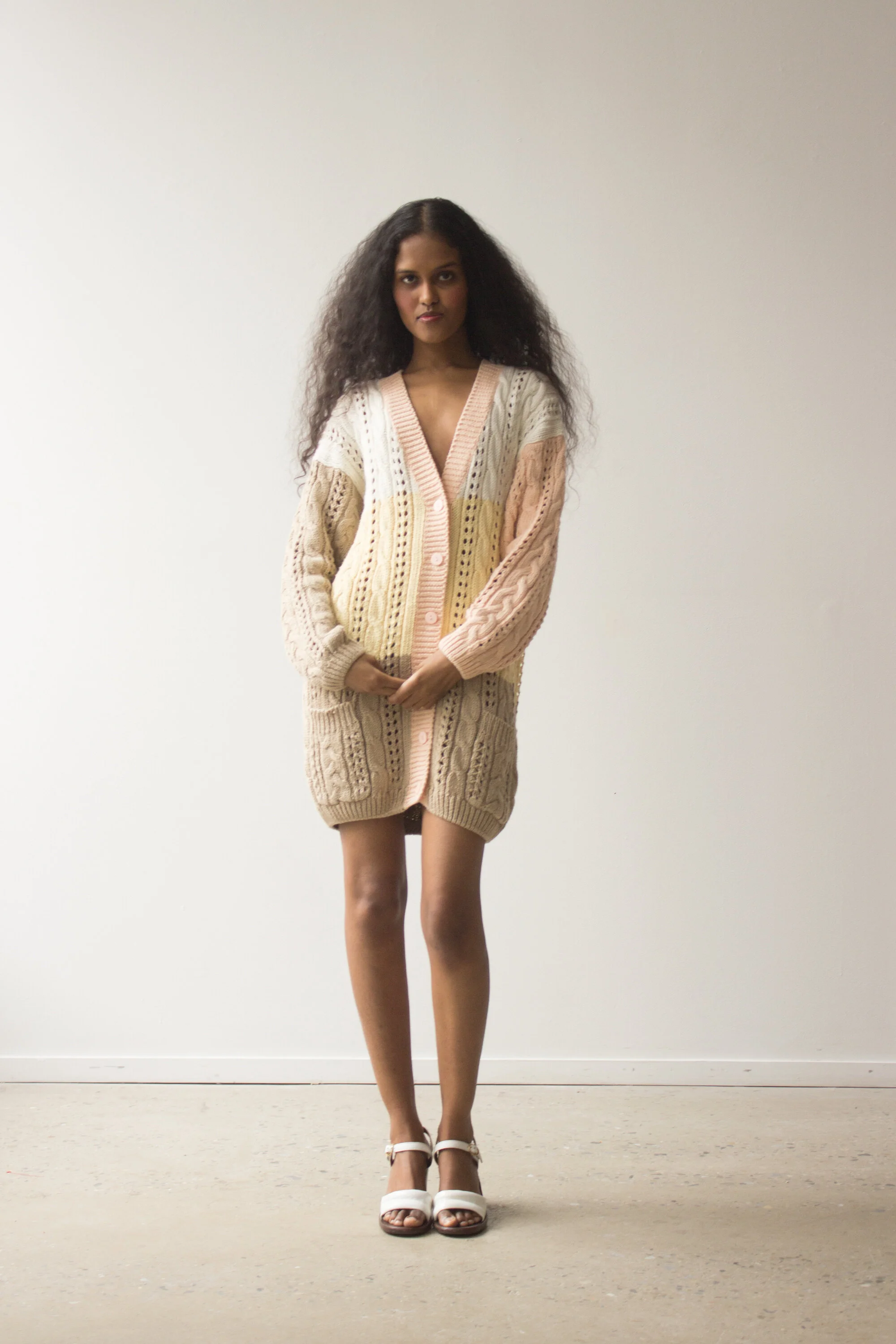 80s90sイタリア製 Antonello ウール ケーブルデザインカーディガン 1980s Cotton Cable Knit Neapolitan Ice Cream Cardigan — Wayward
